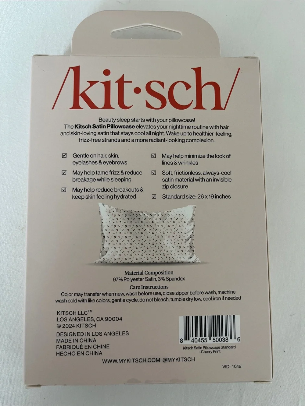 Kitsch Cherry Satin Pillowcase Standard